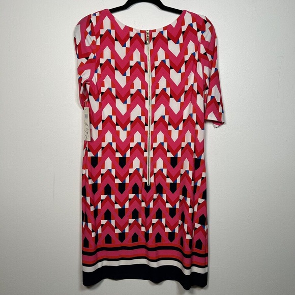 Eliza J Womens Half Sleeve Zip Up Close Lined Abstract White Day Dress Sz 6 NWT - Picture 5 of 10